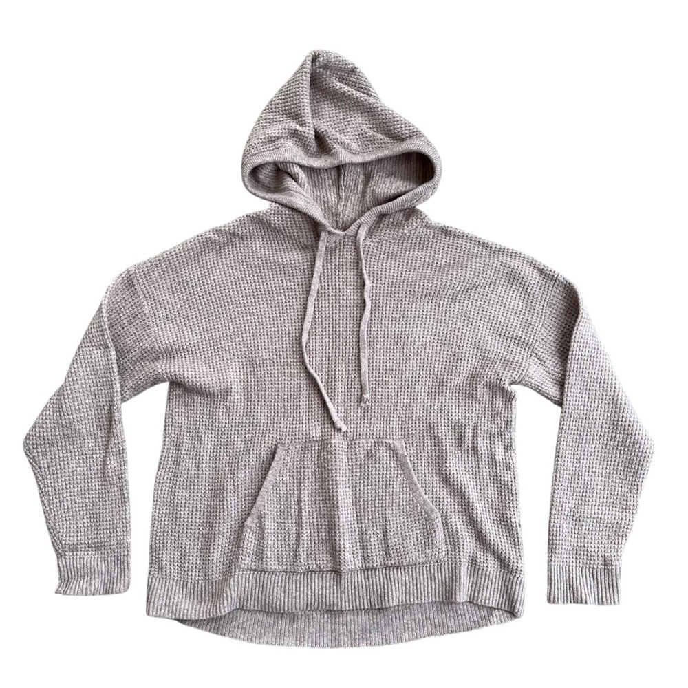 🤎‎ Aerie Brown Waffle Knit Hoodie Sweater Oversized Pullover Women’s S